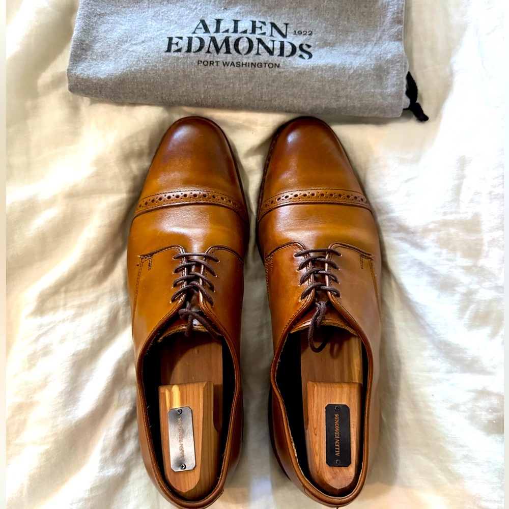 Allen Edmonds Boulevard - Brown Cap Toe Derbies-Size 9.5